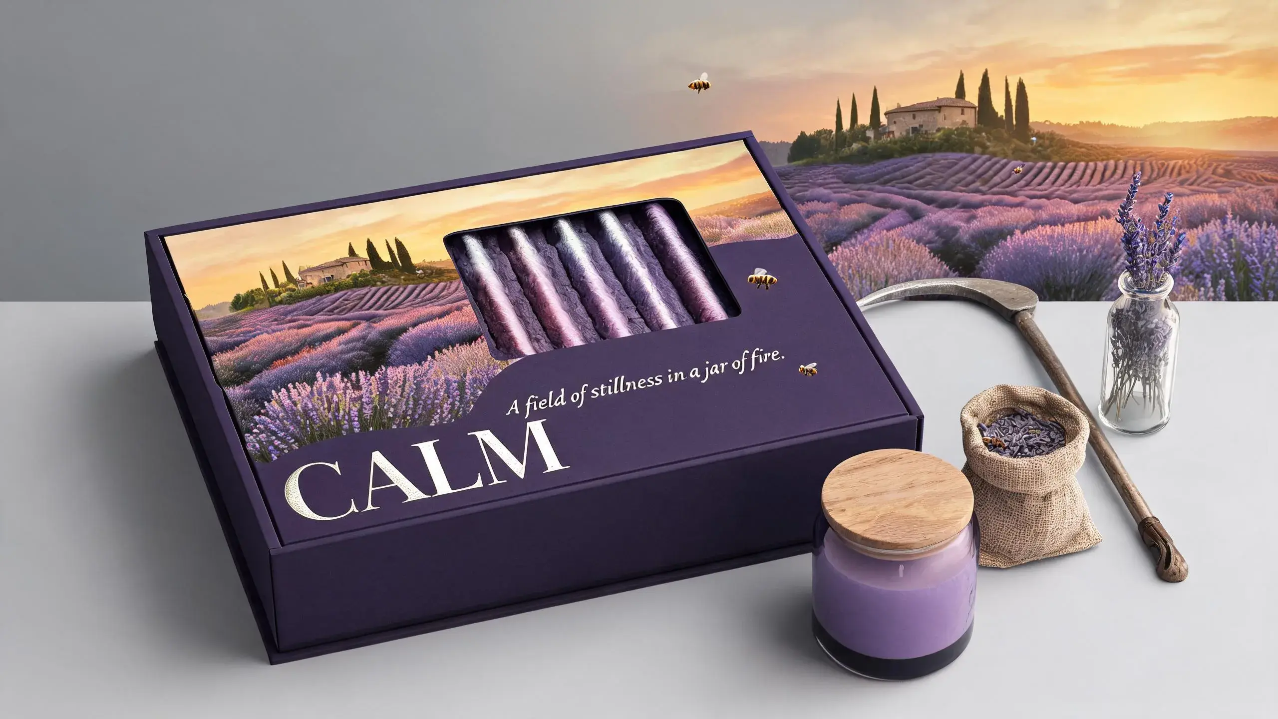 LAVENDER · CALM Candle Packaging