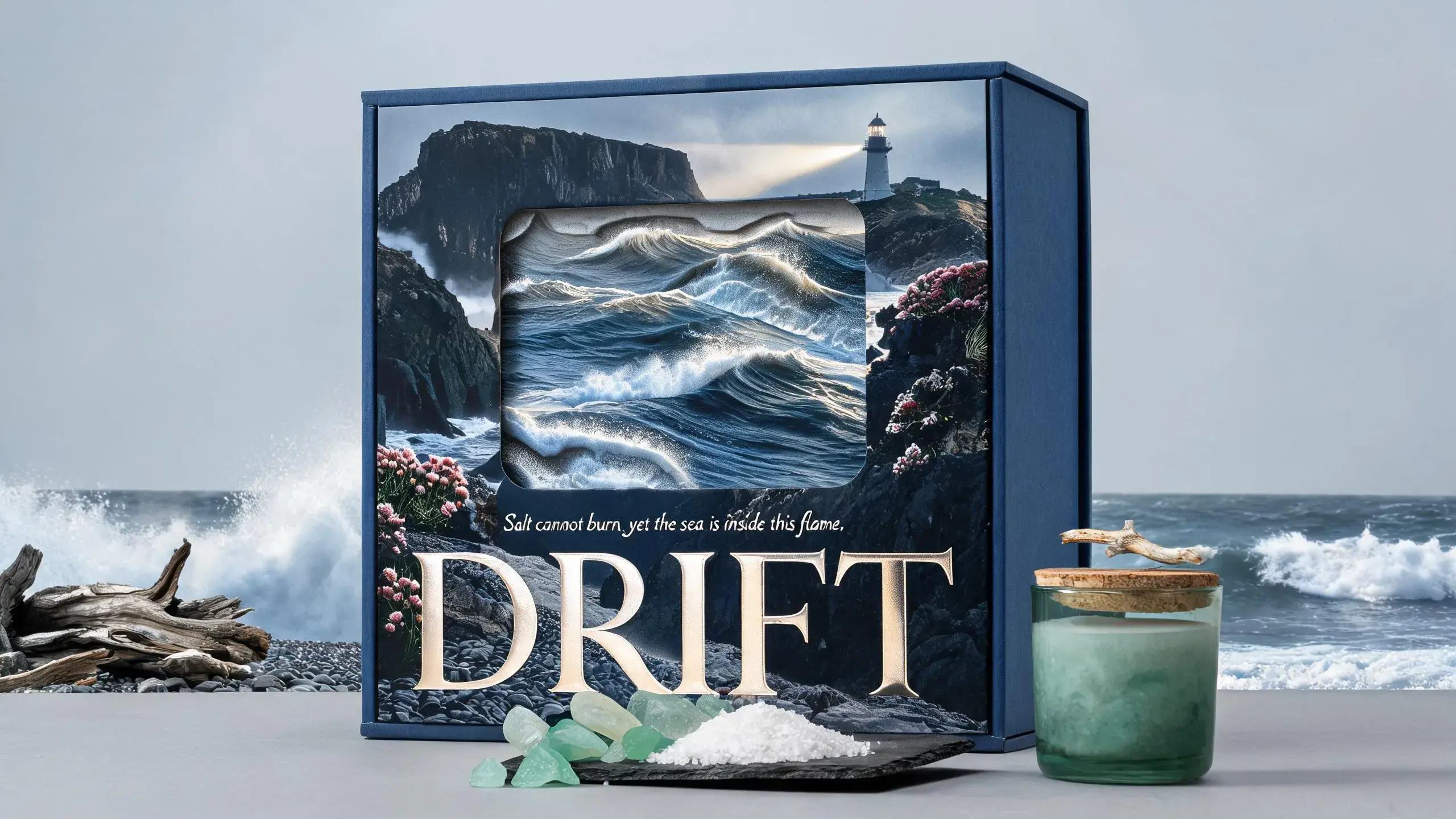 OCEAN · DRIFT Candle Packaging